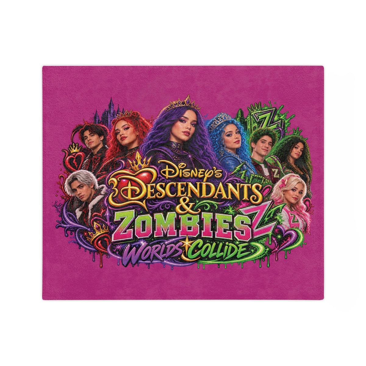 Descendants & Zombies Worlds Collide Blanket | Velveteen Microfiber