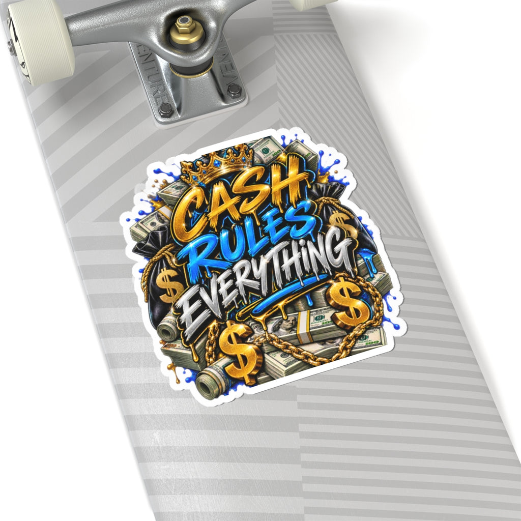 Cash Rules Everything sticker | Kiss-cut money graffiti decal