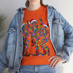 Dancing Skeletons with Christmas Lights T-Shirt | Santa Hat Holiday Tee