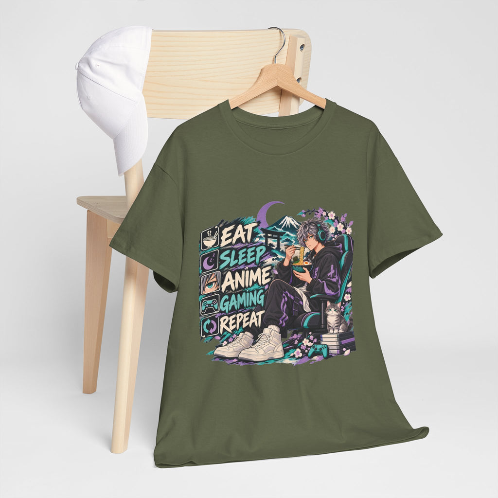 Eat Sleep Anime Gaming Repeat Video Game Graphic T-Shirt