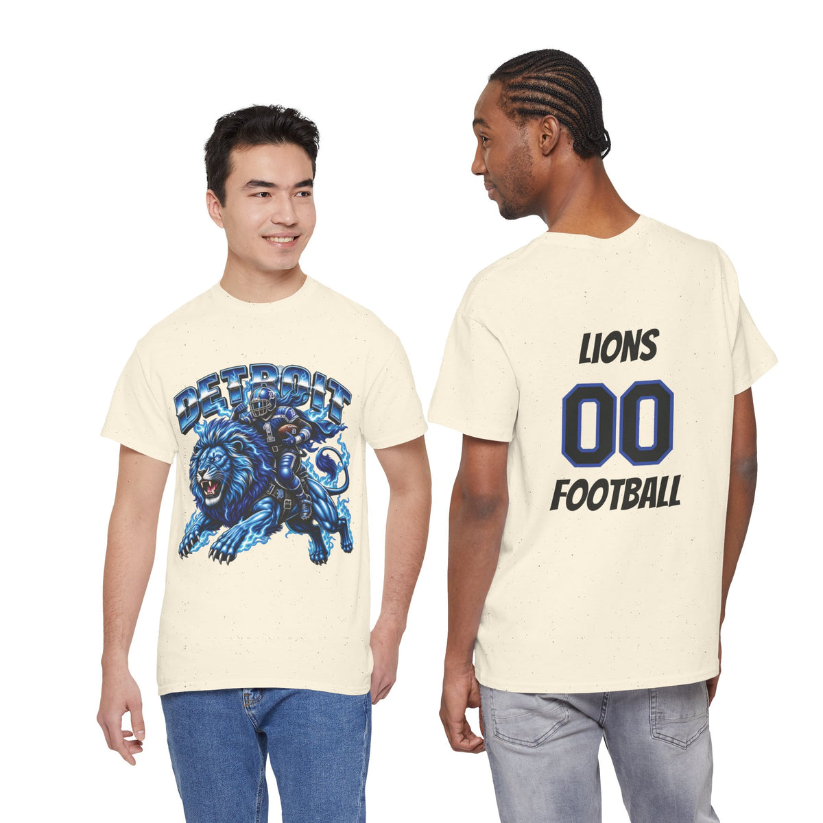 Detroit Lion Rider T-Shirt | Football Team Graphic Tee, Blue Mascot