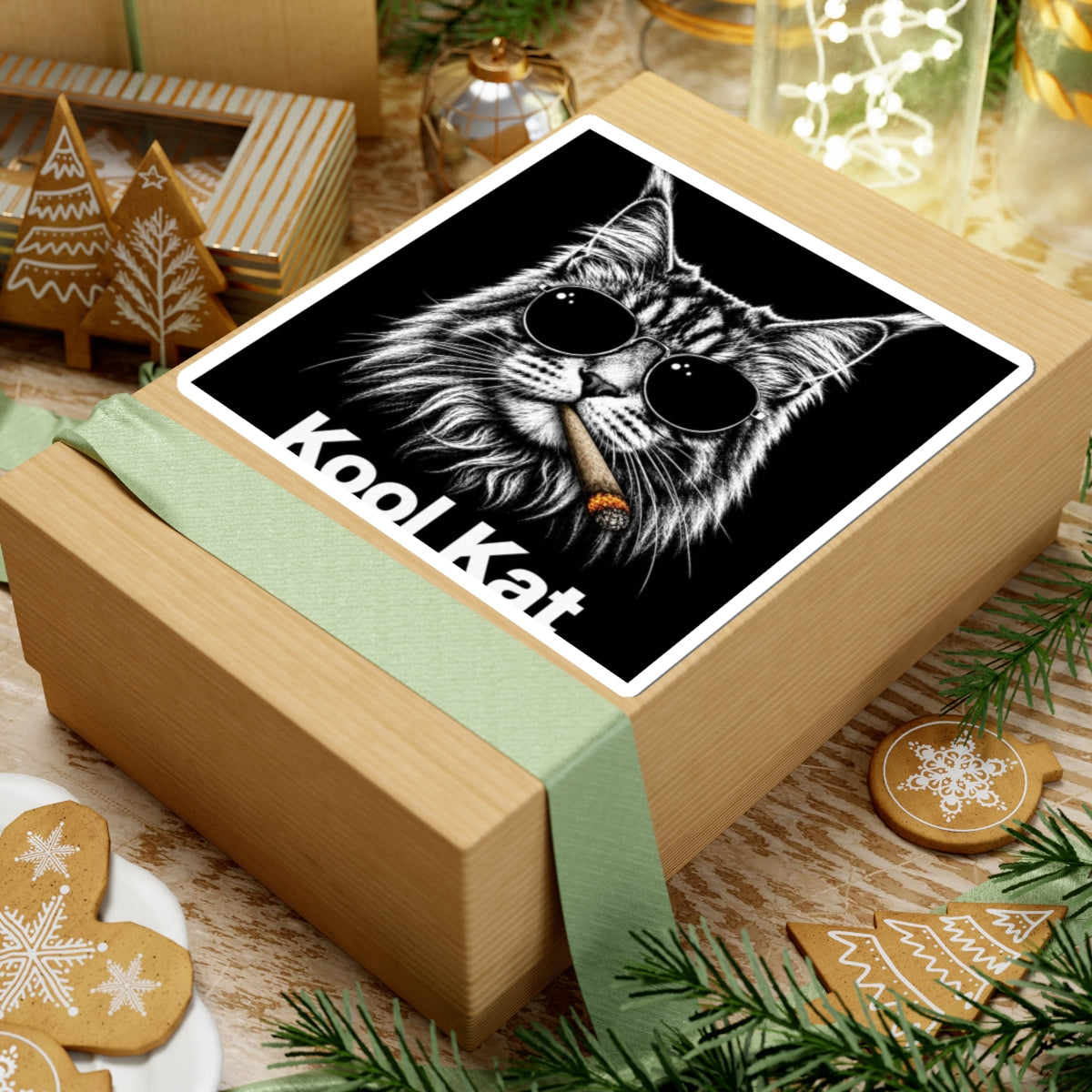 Kool Kat cat with sunglasses and cigar Sticker | Kiss-Cut Sticker