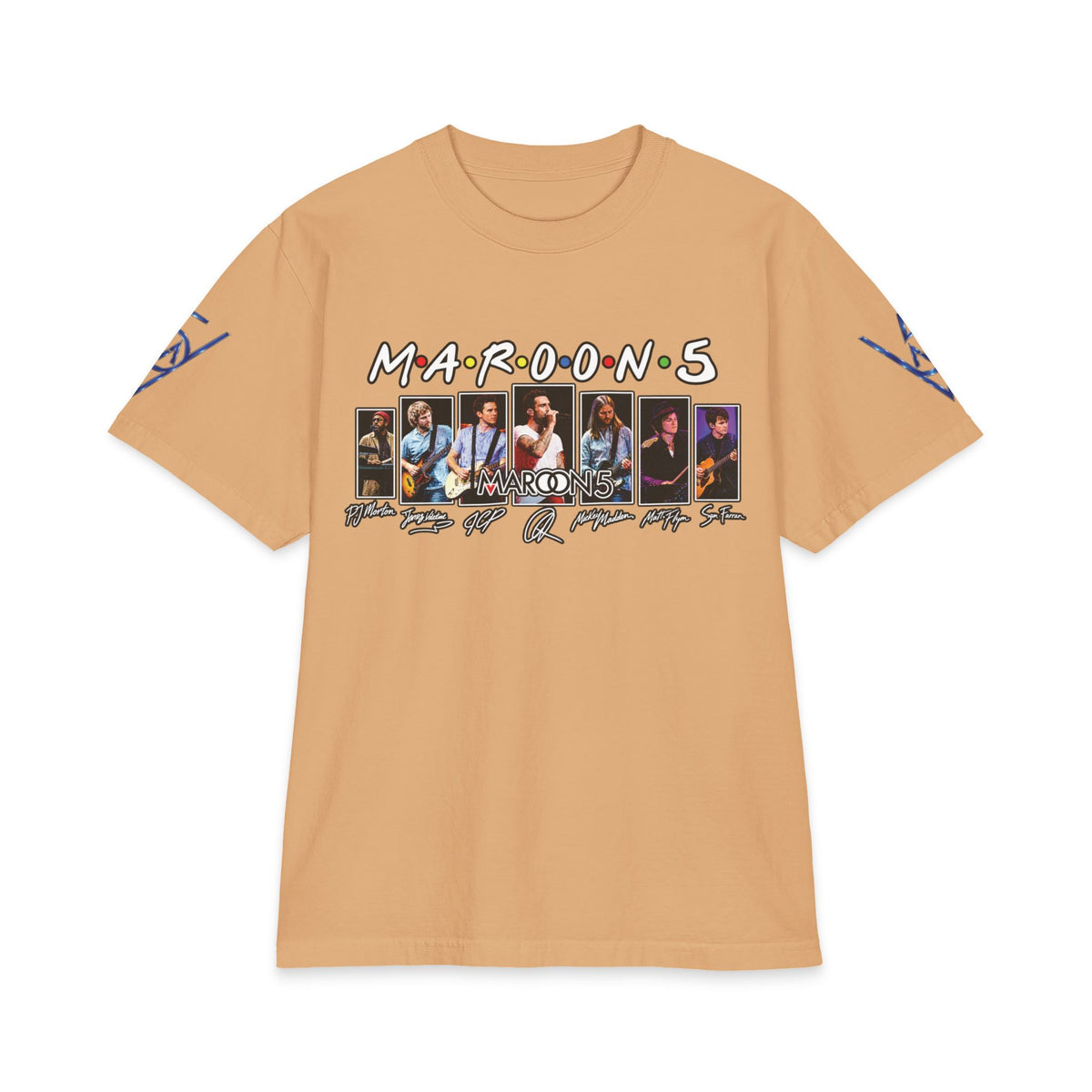 Maroon 5 band photo collage T-Shirt | Tour style sleeve logo