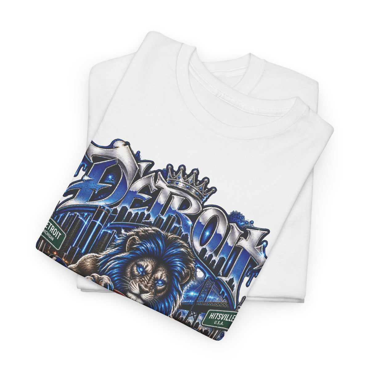 Detroit Basketball Lion Graphic Tee | Motor City D Old English Logo