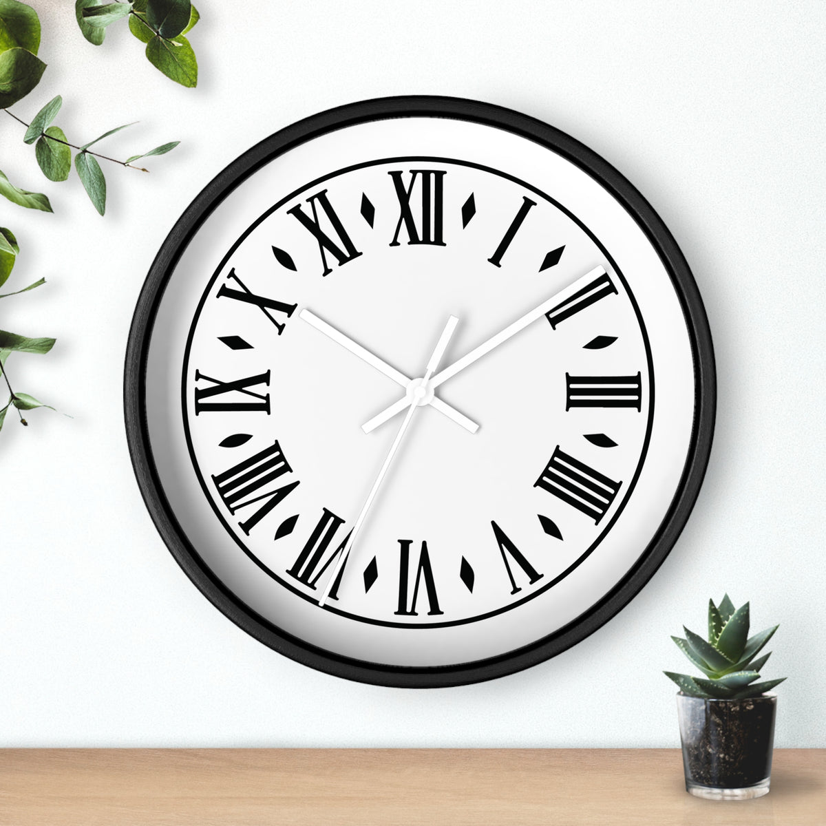 Roman Numeral Vintage Clock Wall Clock | Black Frame, White Face
