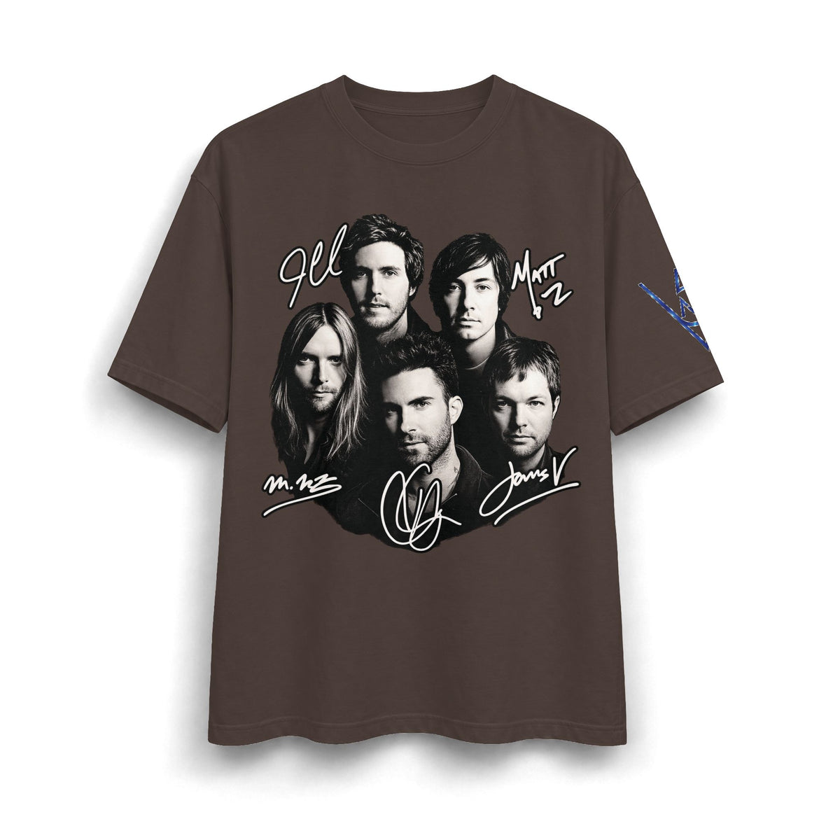 Signed Band Portrait T-Shirt Maroon 5 | Retro Rock Logo on Back