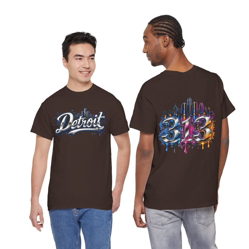 Detroit Script Tee | 313 Drip Skyline T-Shirt