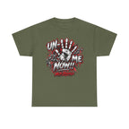 Unmute Me Now graphic tee | handprint, graffiti horror text