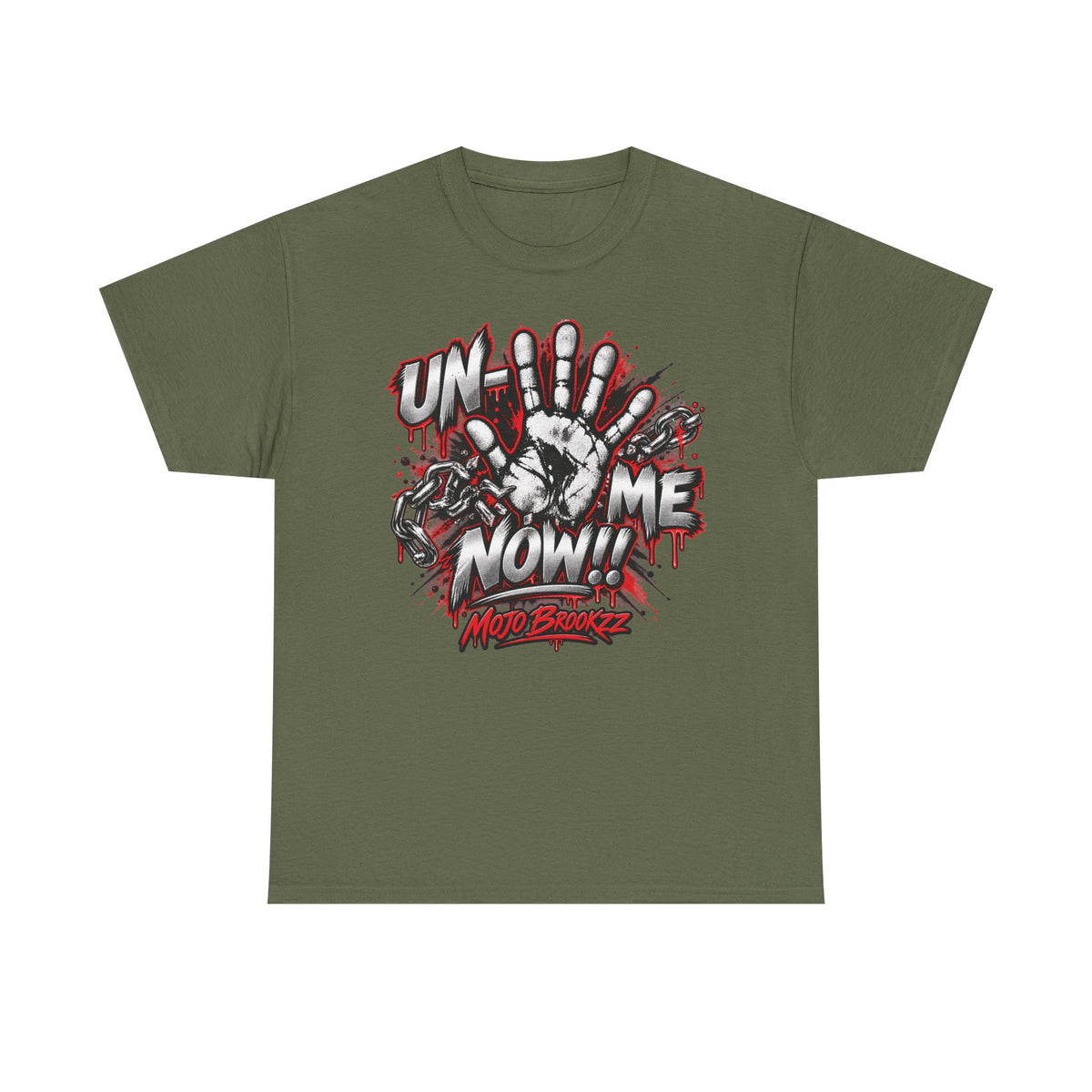 Unmute Me Now graphic tee | handprint, graffiti horror text