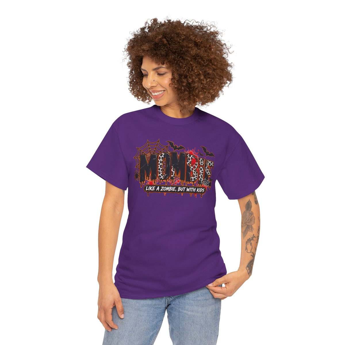 Mombie Mom T-Shirt | Halloween mom tee, spooky bats and cobwebs