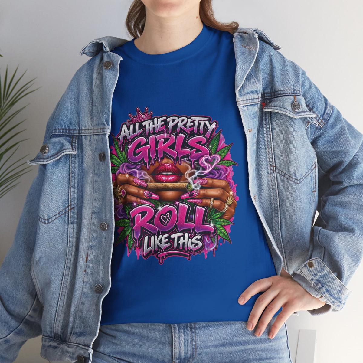All The Pretty Girls Roll Like This T-Shirt | Pink Graffiti Cannabis Hands Design