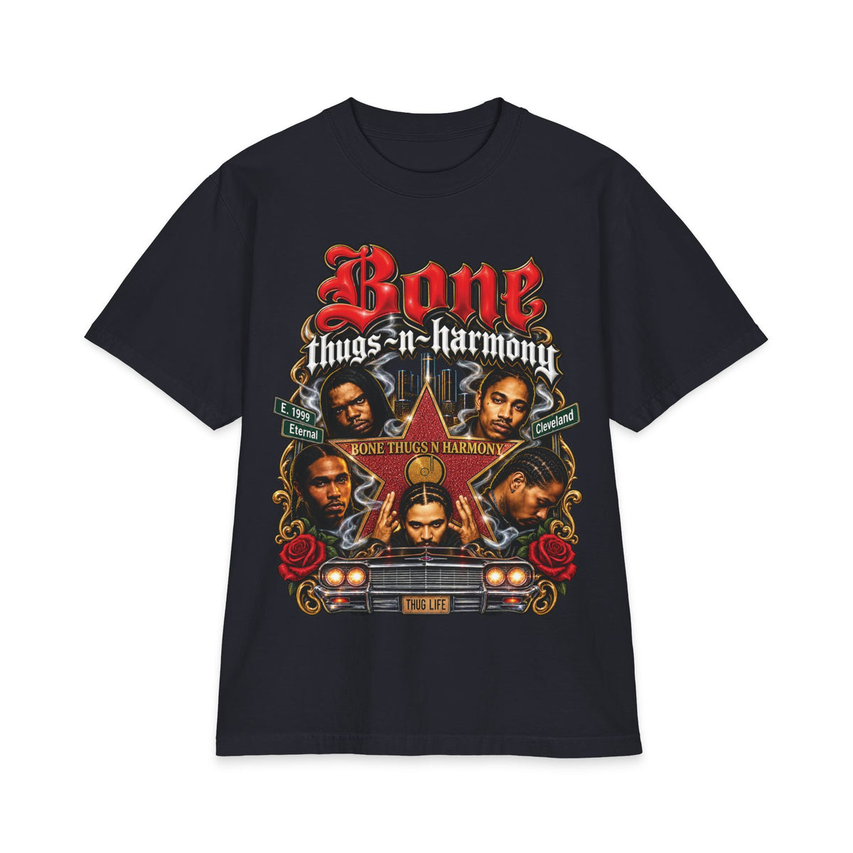 Bone Thugs-n-Harmony Graphic Tee | Rap Group Portraits, Classic Logo