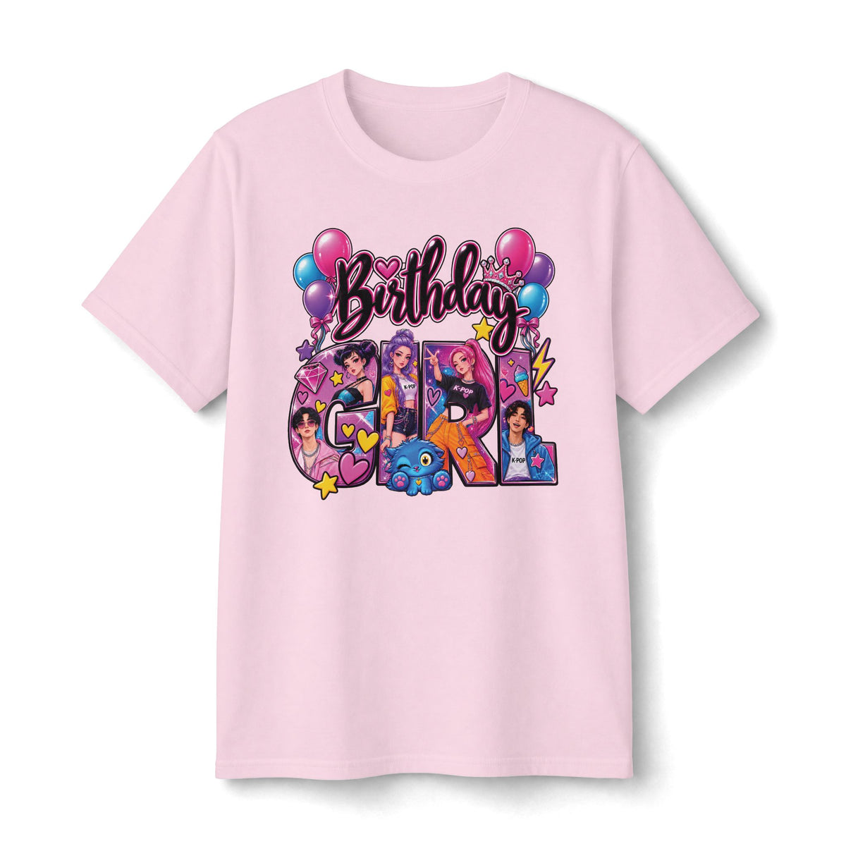 Kpop Hunter Demon Birthday Girl tee | Kids birthday shirt, balloons, cartoon letters