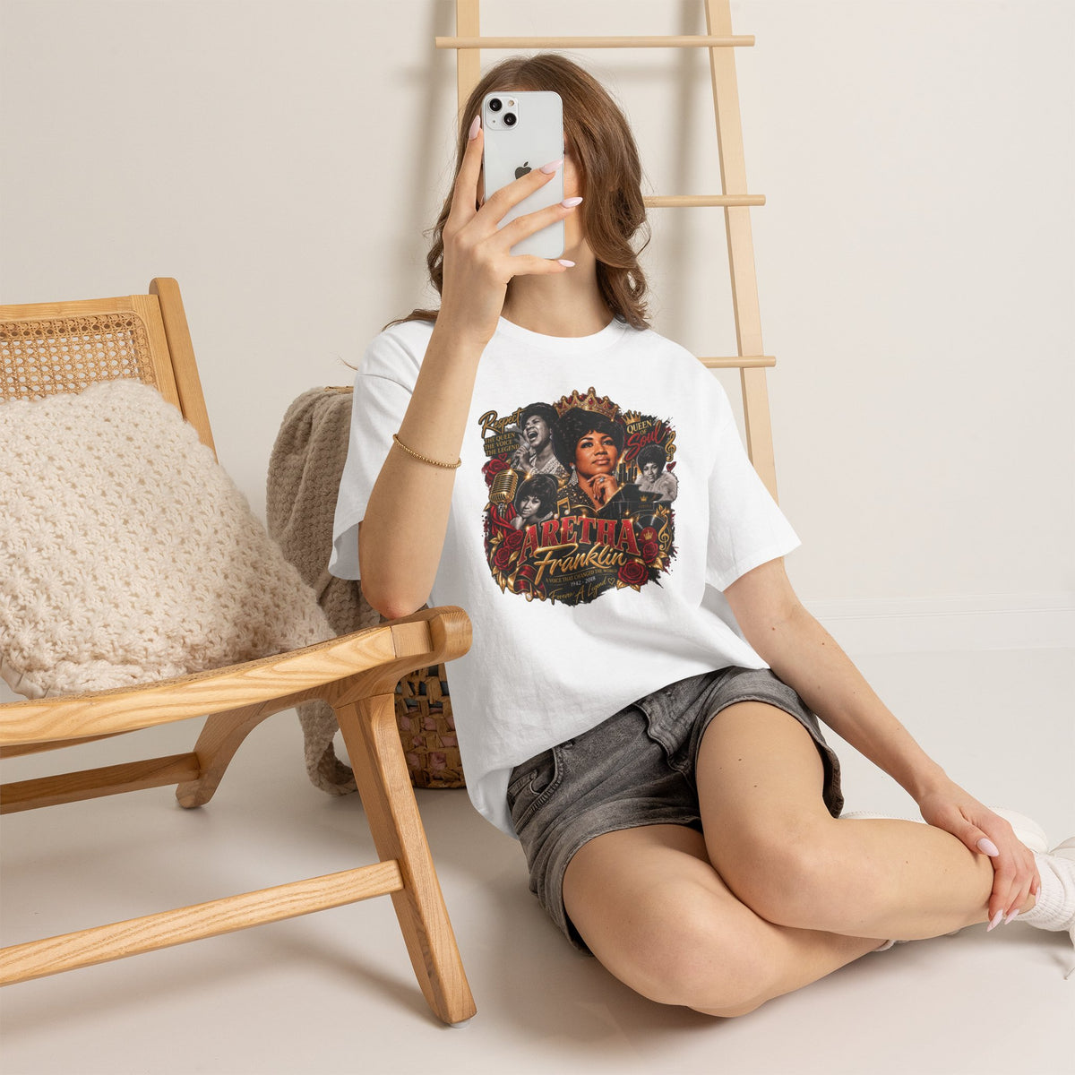 Soul Singer Aretha Franklin Collage T-Shirt | Detroit Back Print
