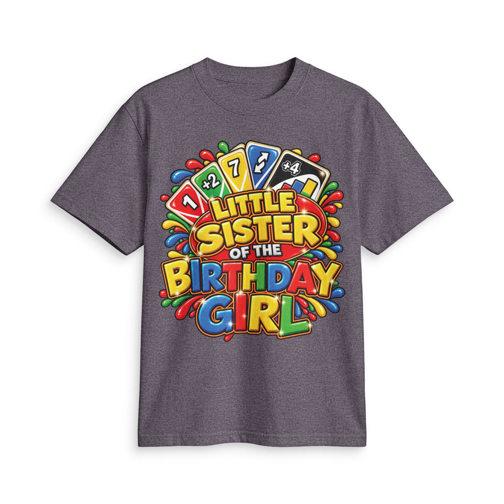 Little Sister of the Birthday Girl T-Shirt | Colorful Birthday Kids Tee