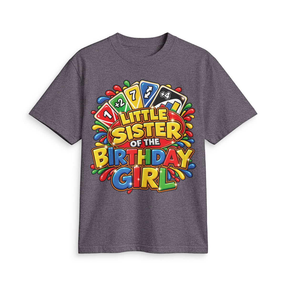 Little Sister of the Birthday Girl T-Shirt | Colorful Birthday Kids Tee