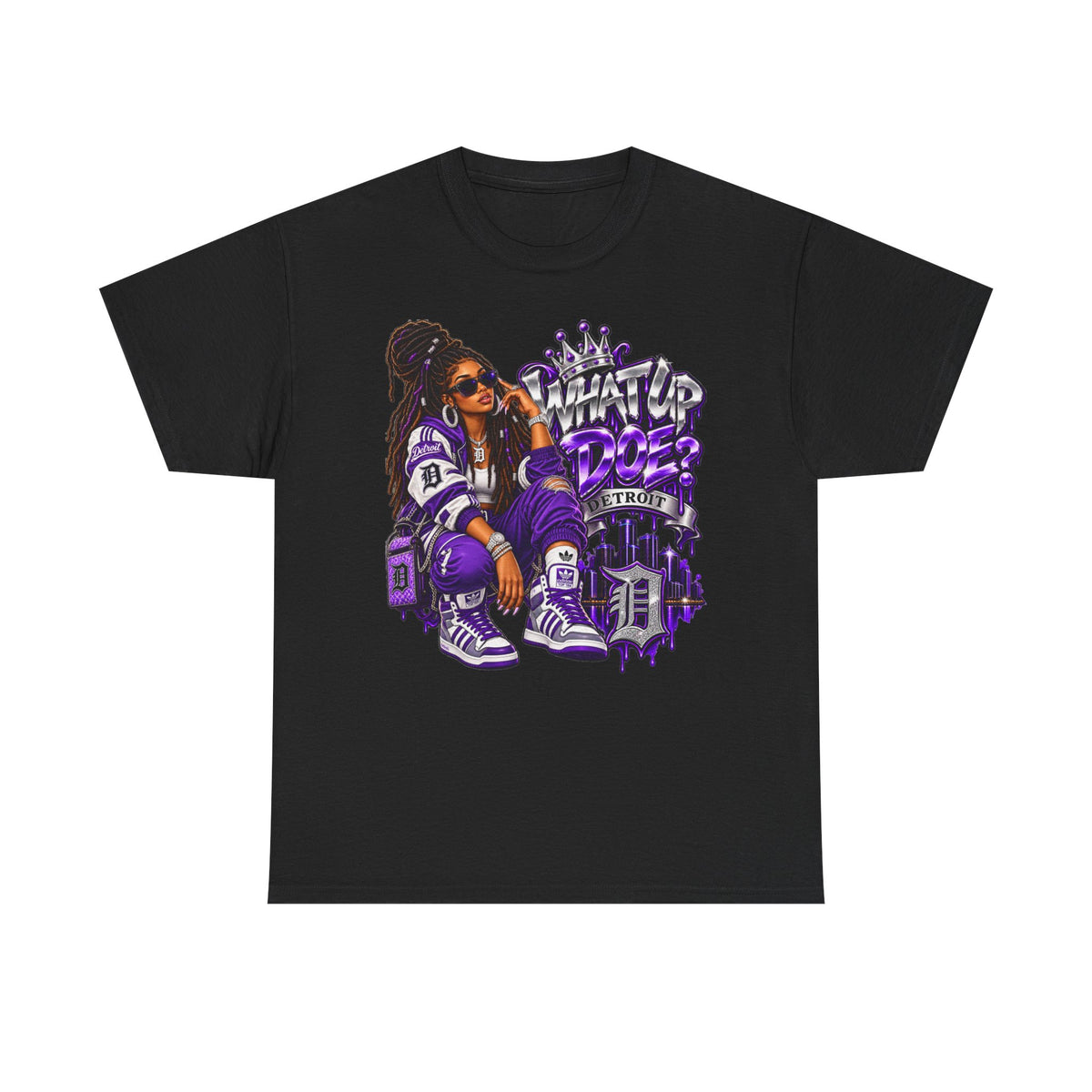 Detroit Queen what up doe Graphic Tee | Urban Streetwear, Purple Drip Art