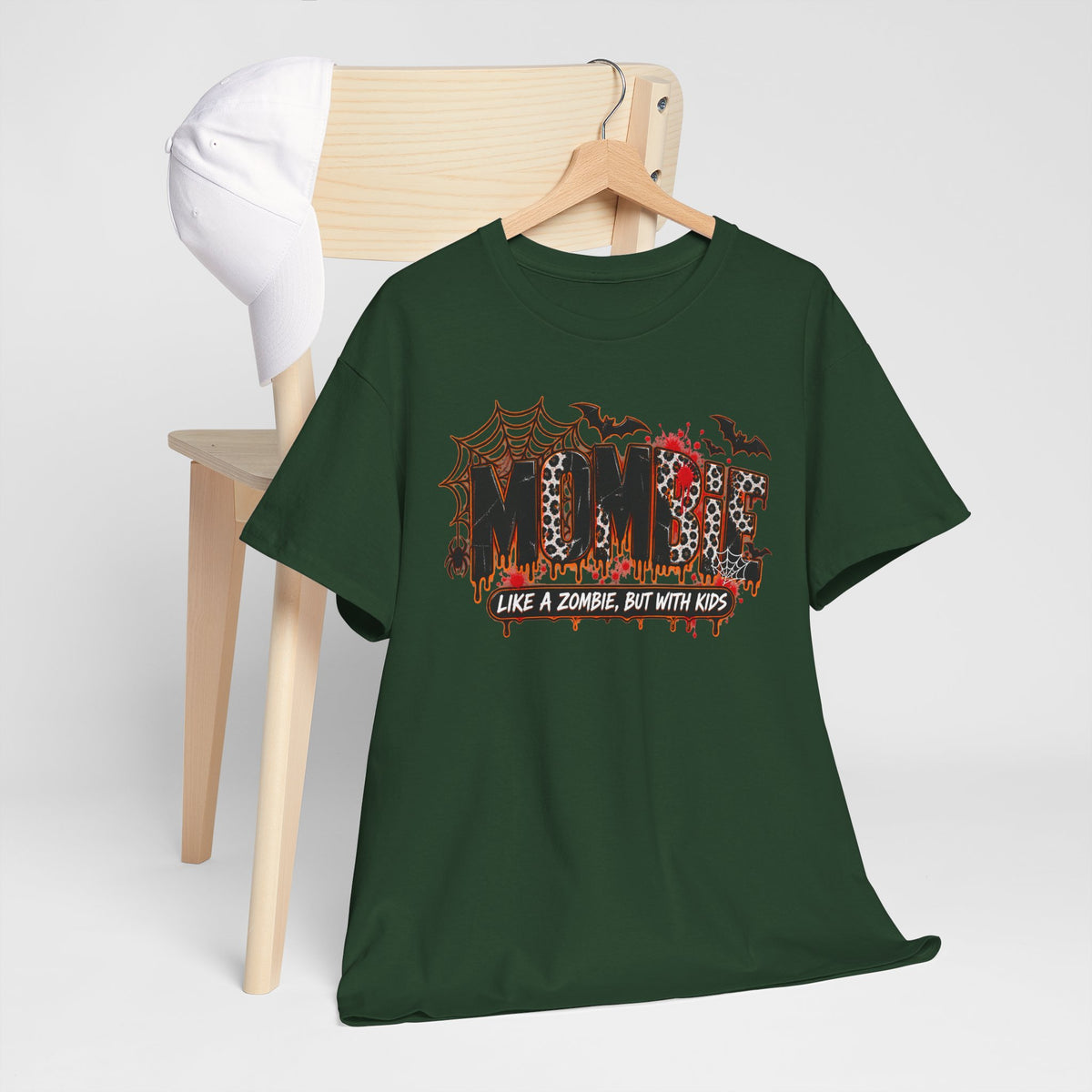Mombie Mom T-Shirt | Halloween mom tee, spooky bats and cobwebs