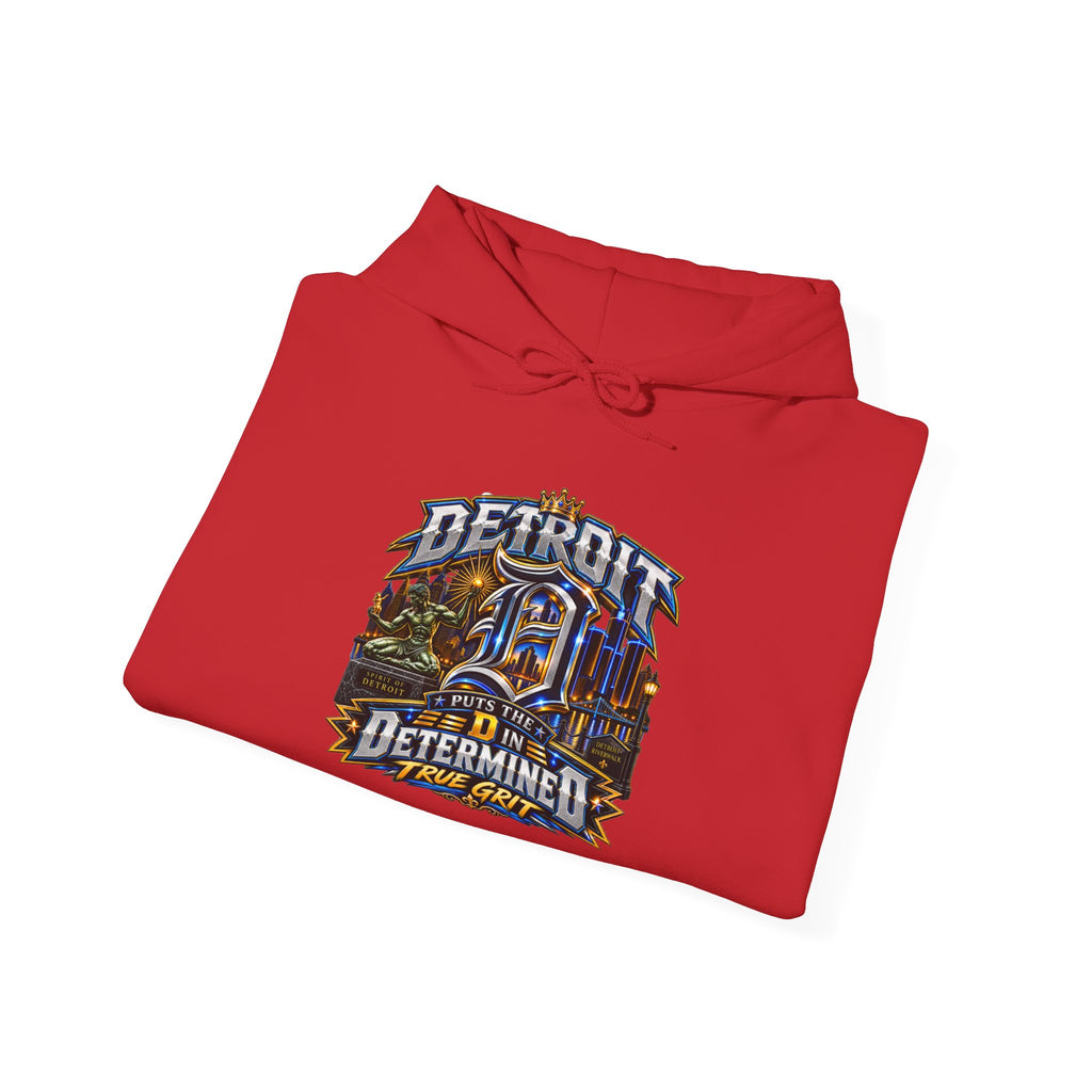 Detroit skyline determined slogan Hoodie | Motor City vintage style