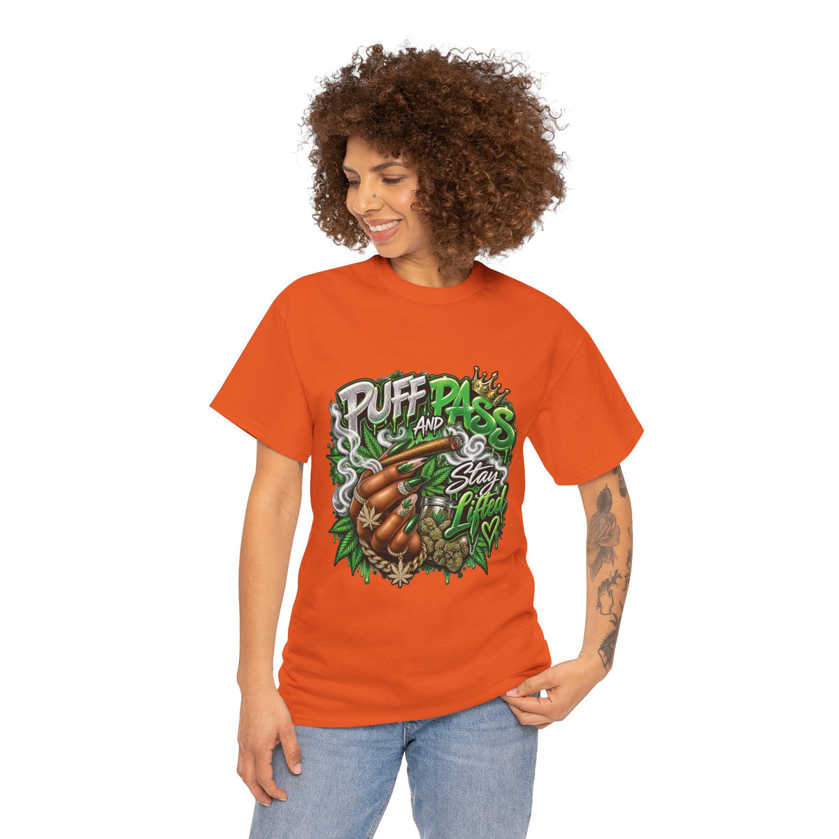 Puff and Pass Stay Lifted T-Shirt | Cannabis Leaf Graphic Tee