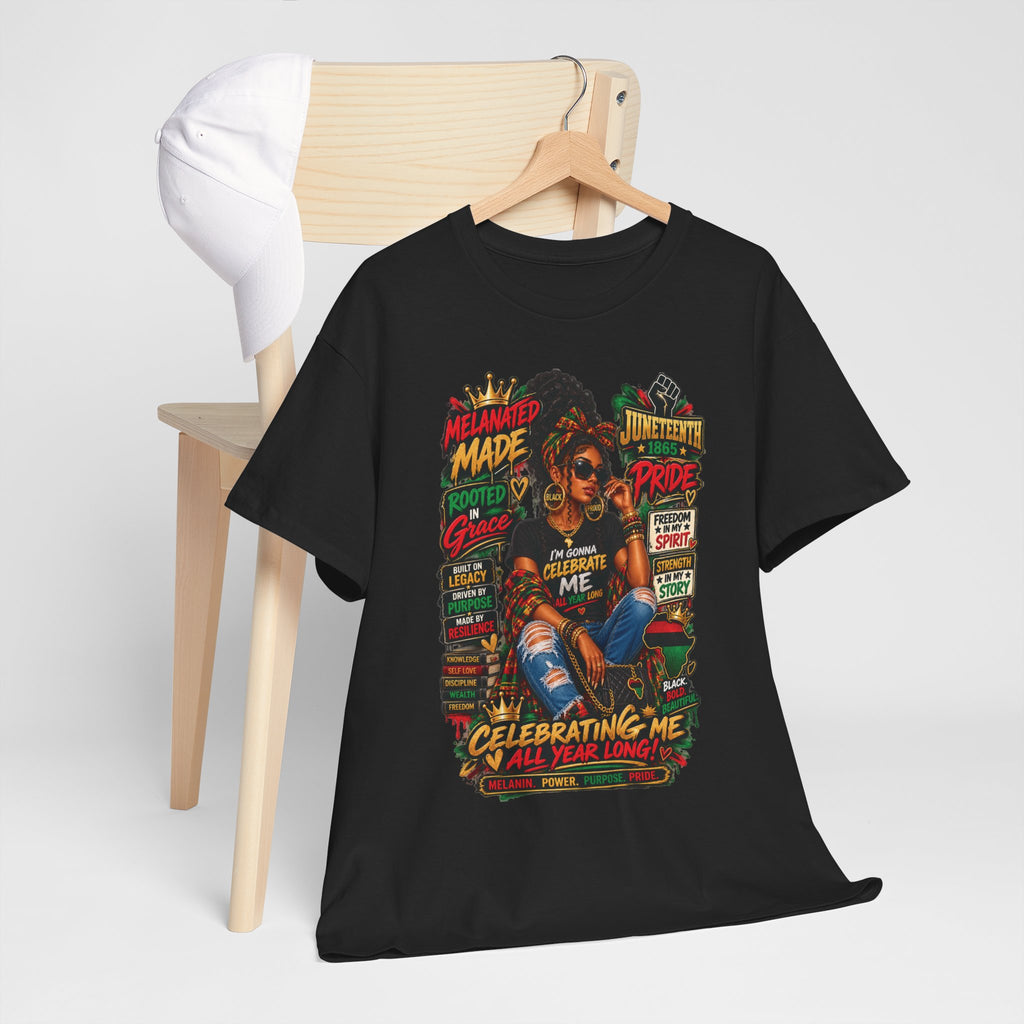 Melanated Made Rooted Grace T-Shirt | Celebrating Me graphic tee