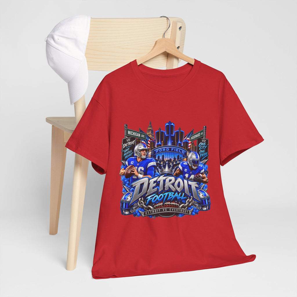 Detroit Football Graphic Tee | City Skyline, Players, Lions-Inspired Design