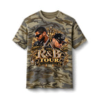 R&B Tour Portrait Tee | Camo Graphic T-Shirt, Music Concert Design