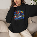 Different Is Beautiful hoodie | colorful graffiti text, stars & flowers