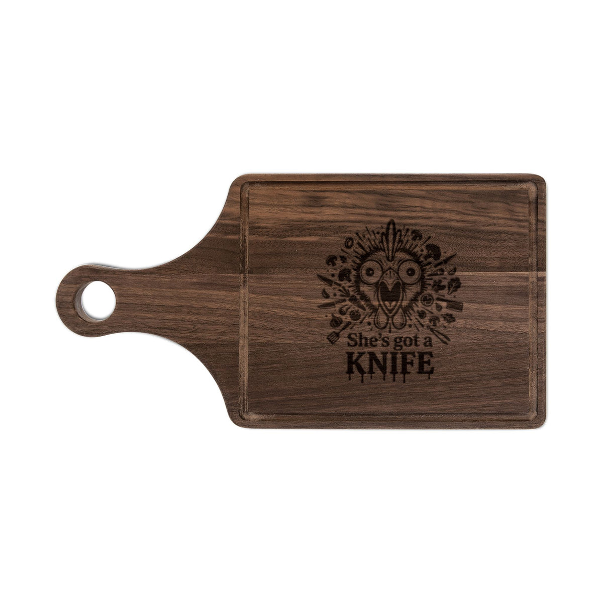 She's Got a Knife wooden cutting board | Engraved kitchen decor