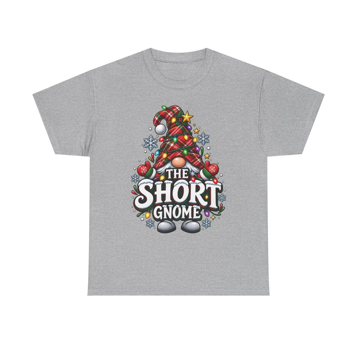 The Short Gnome T-Shirt | Christmas Gnome Plaid Hat, Holiday Lights Design