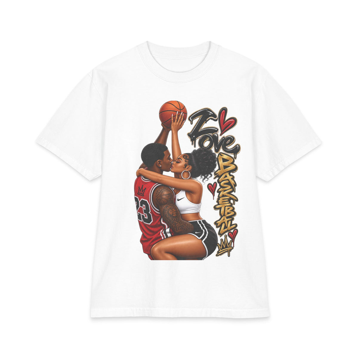Love Basketball couple illustration Short Sleeve Tee | Basketball Romance