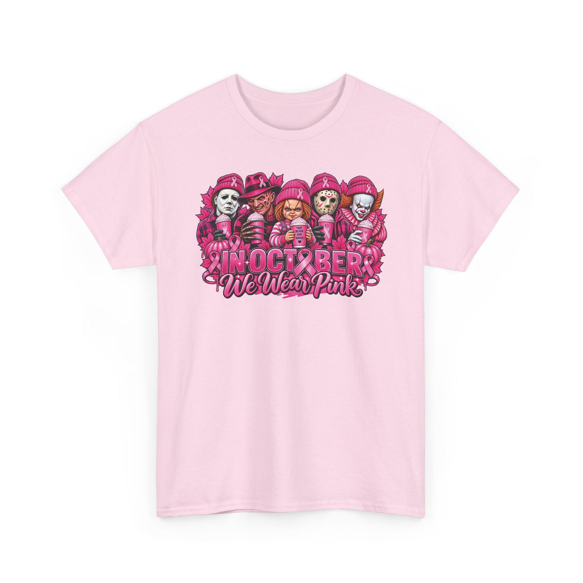 Halloween Horror Icons in Pink Tee | October We Wear Pink T-Shirt