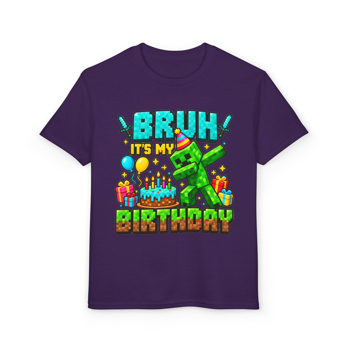 Bruh It’s My Birthday Youth T-Shirt – Pixel Gaming Birthday Shirt