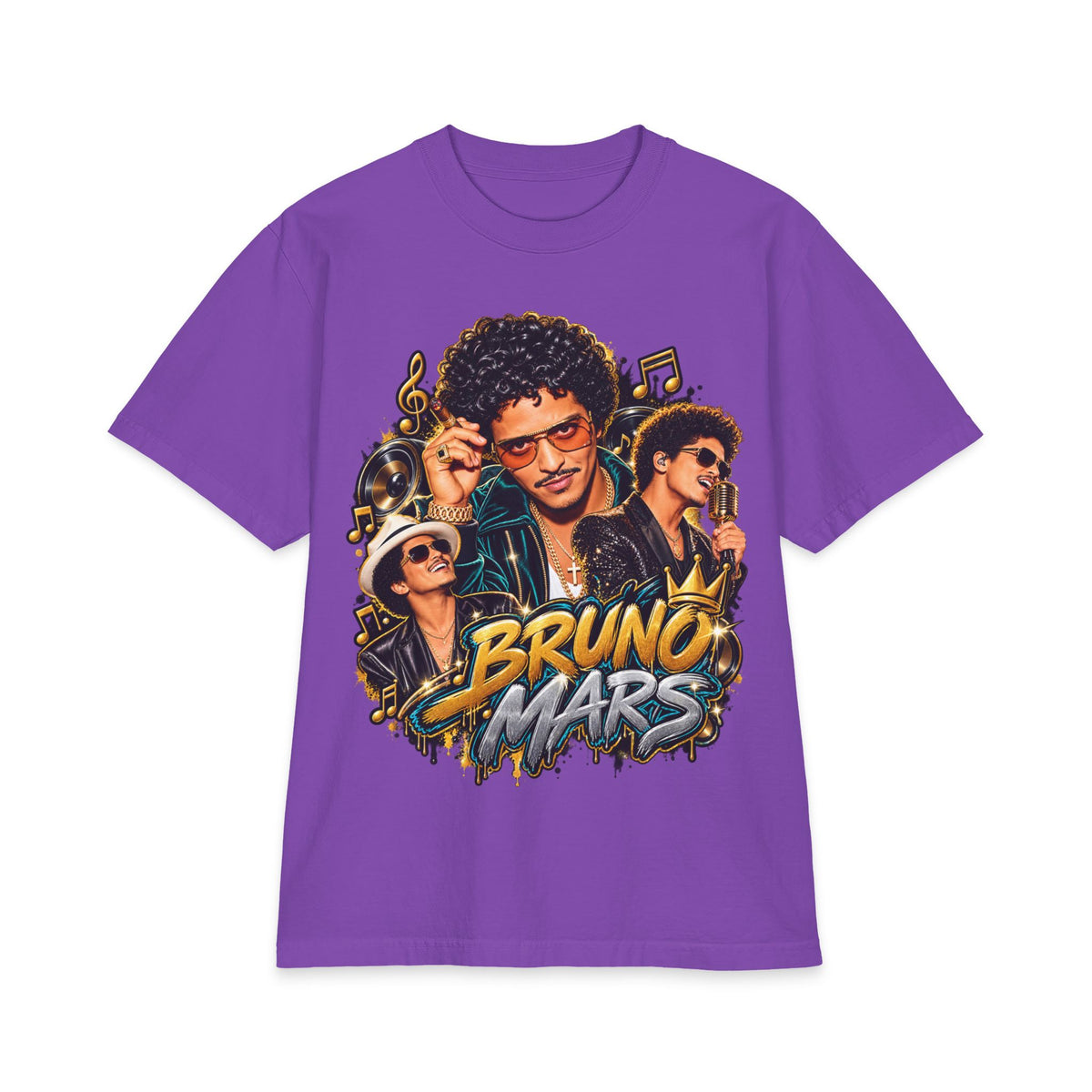 Bruno Retro Pop Singer Portrait T-Shirt | Tour Poster Back Graphic