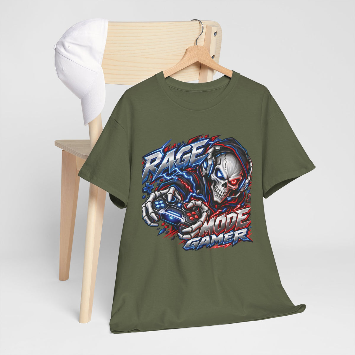 Rage Mode Gamer Skull Graphic T-Shirt