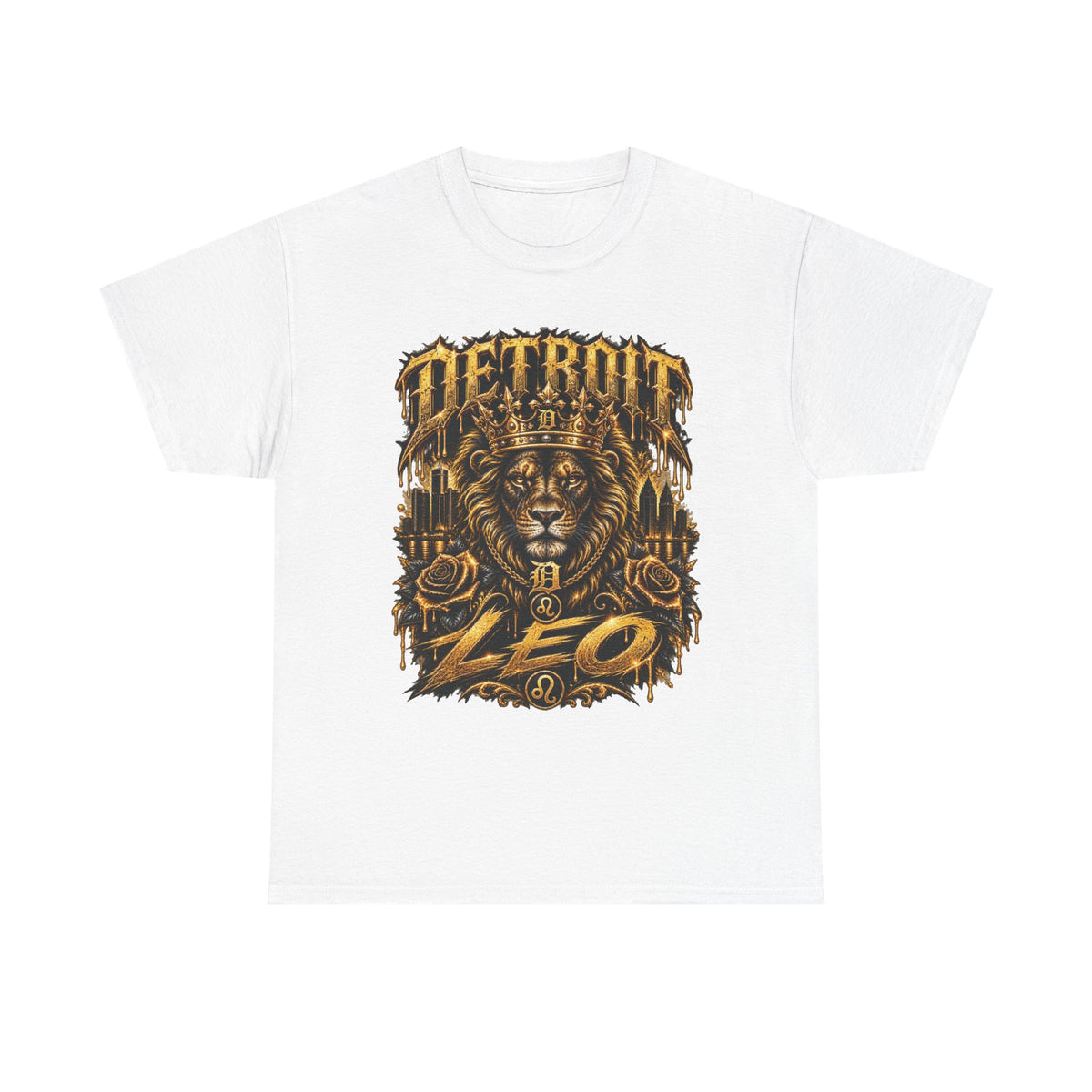 Detroit Lion Leo T-Shirt | Detroit Skyline Lion Graphic Tee