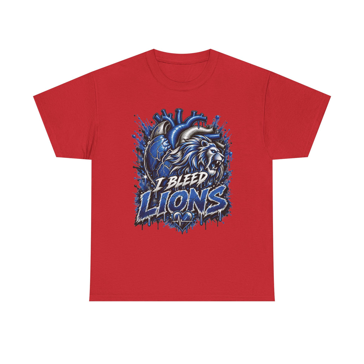 I Bleed Lions T-Shirt | Blue Lion Heart Graphic, Sports Fan Tee