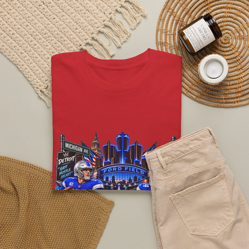 Detroit Football Graphic Tee | City Skyline, Players, Lions-Inspired Design