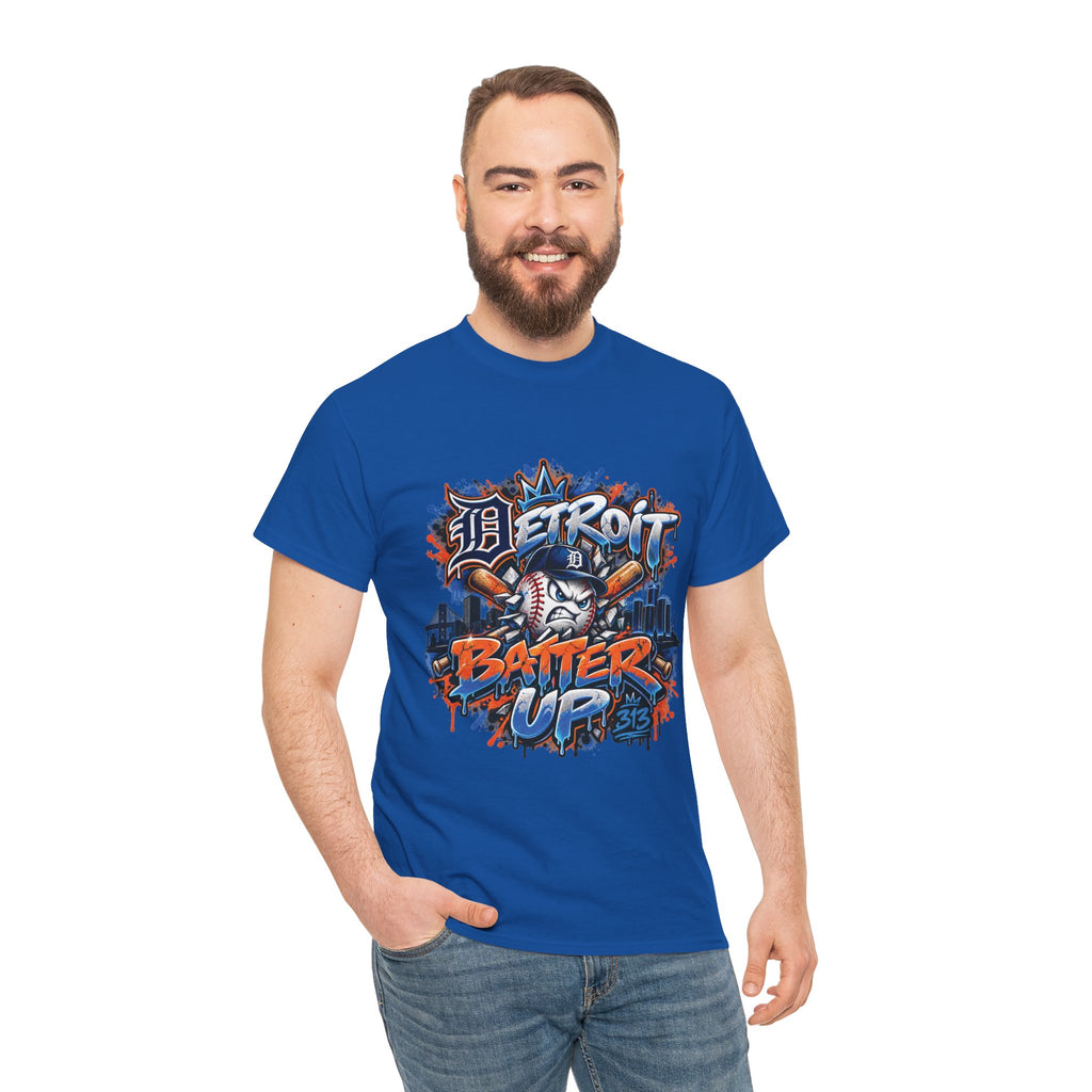 Detroit Batter Up T-Shirt | Baseball City Skyline Tee