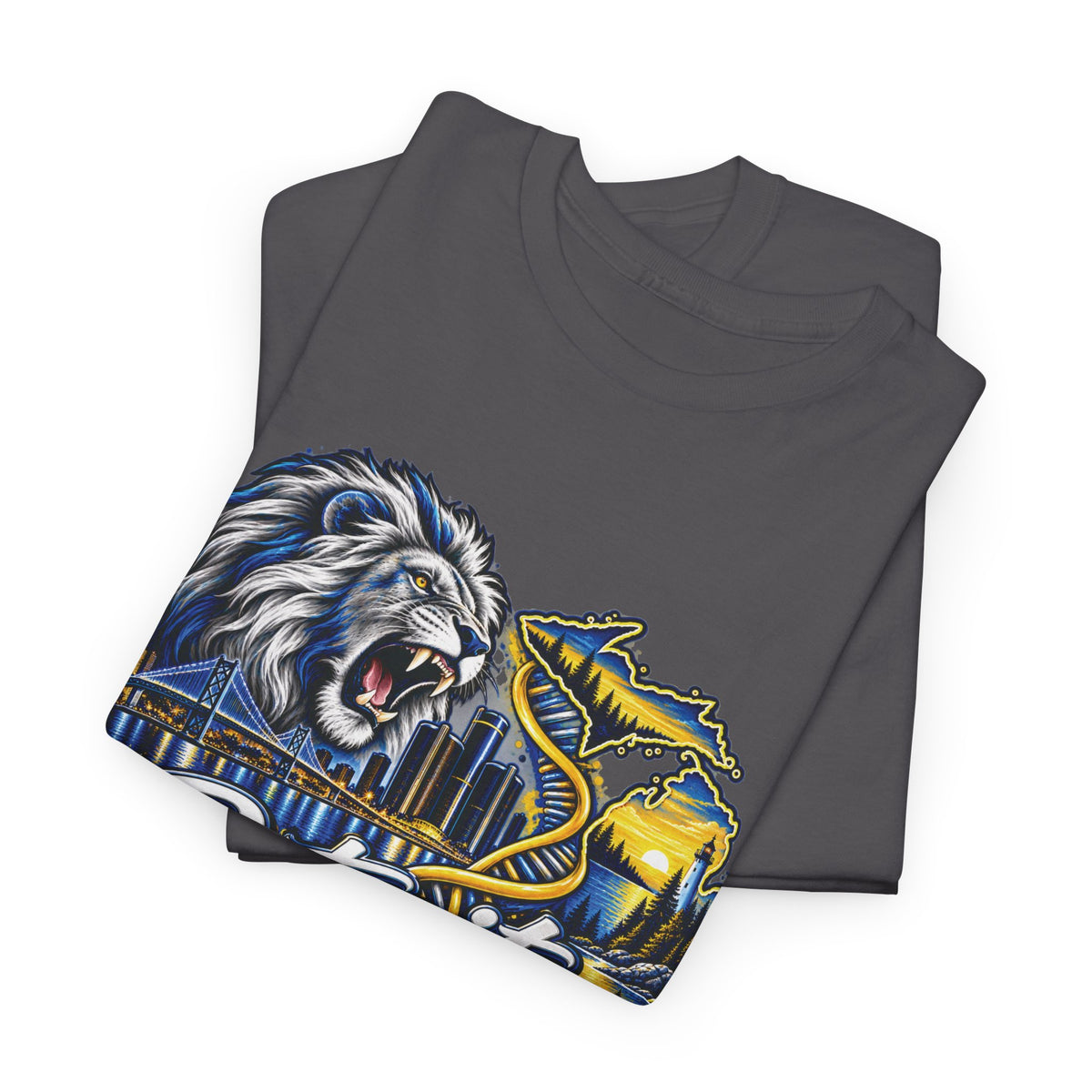 Detroit Michigan Lion Cityscape Graphic T-Shirt