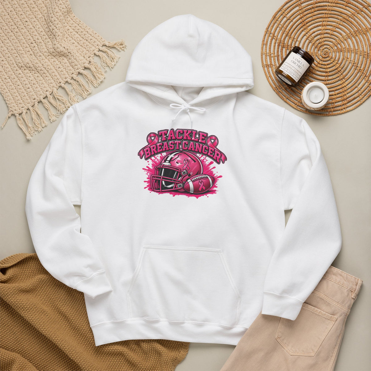 Tackle Breast Cancer Football Helmet Hoodie | Breast Cancer Awareness Sweatshirt