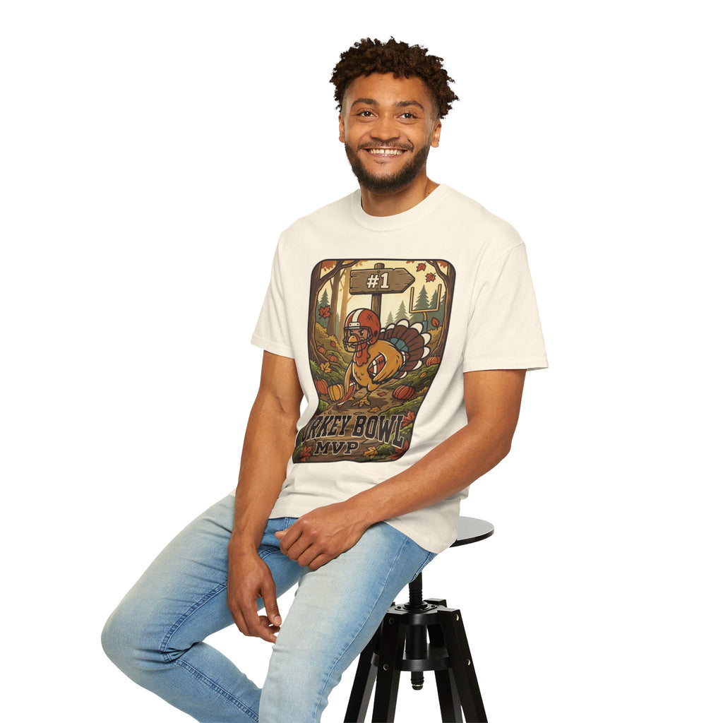 Turkey Bowl MVP T-Shirt | Thanksgiving Football Turkey Illustration