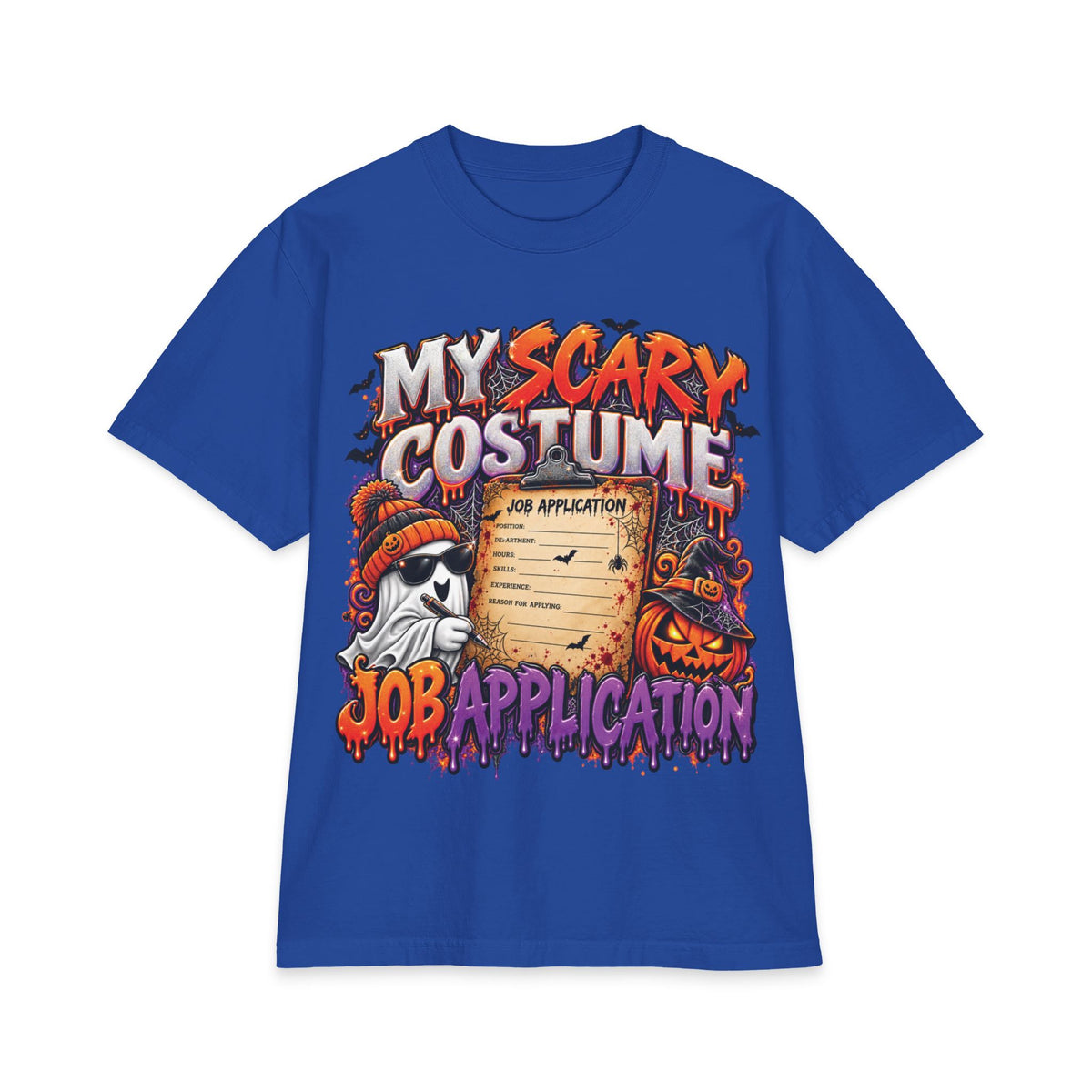 My Scary Costume Job Application T-Shirt | Halloween Ghost Pumpkin Design