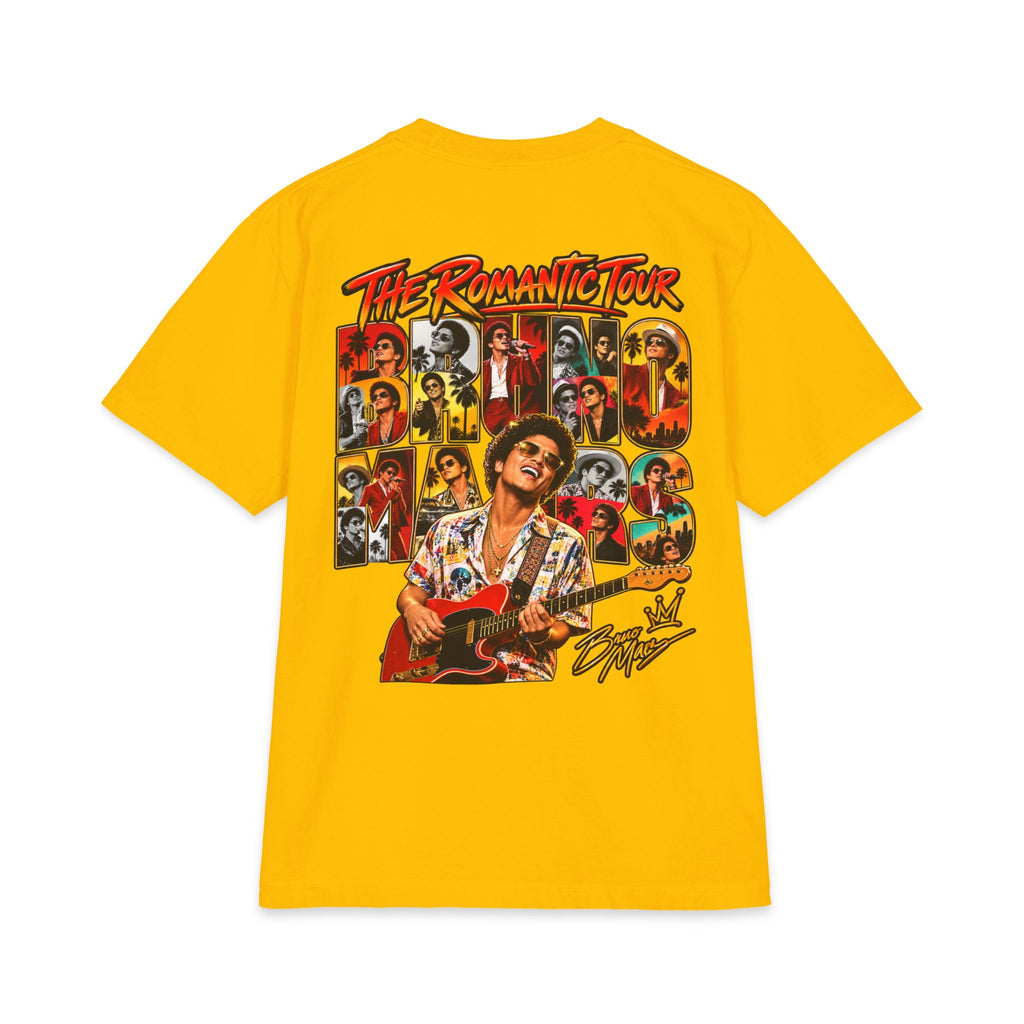 Bruno Retro Pop Singer Portrait T-Shirt | Tour Poster Back Graphic