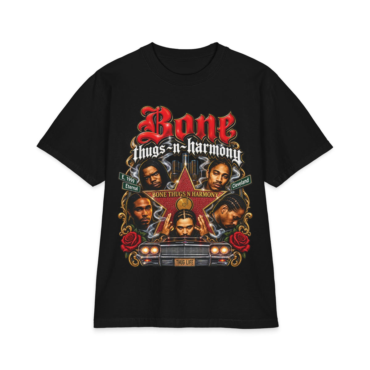 Bone Thugs-n-Harmony Graphic Tee | Rap Group Portraits, Classic Logo