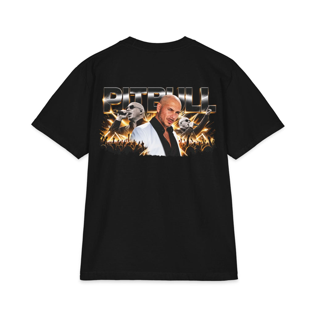 Pitbull Graphic T-Shirt | Hip Hop Logo, Portrait, Gold Chrome Lettering