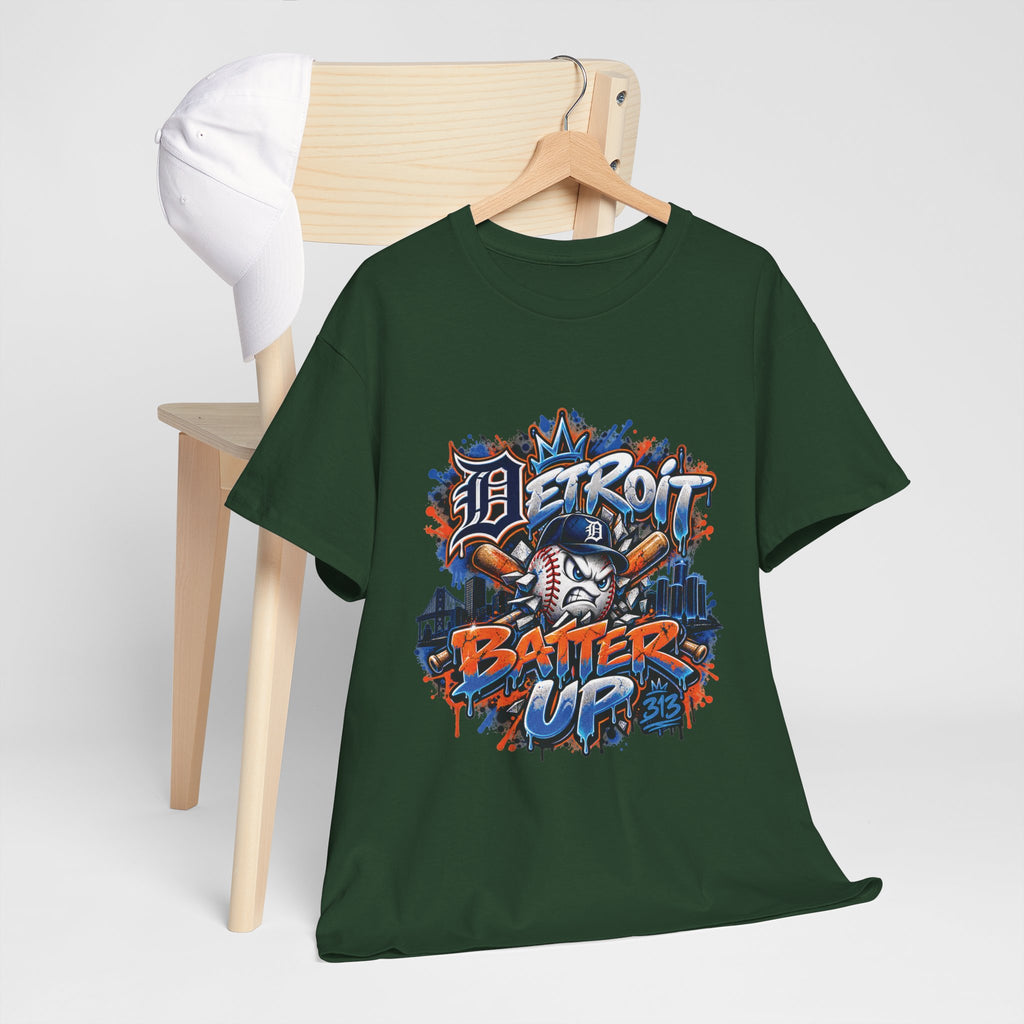 Detroit Batter Up T-Shirt | Baseball City Skyline Tee
