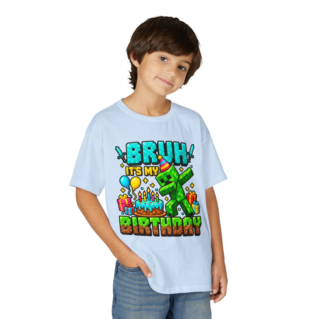 Bruh It’s My Birthday Youth T-Shirt – Pixel Gaming Birthday Shirt