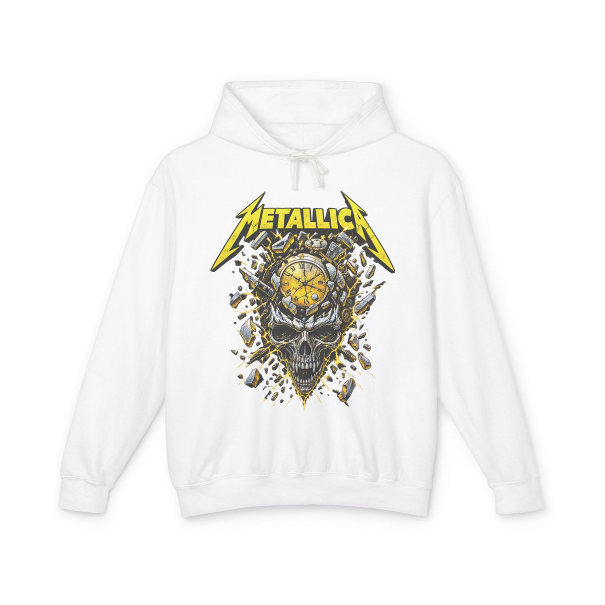 Metallica Skull & Broken Clock Hoodie | Band Logo Rock Music Sweatshirt