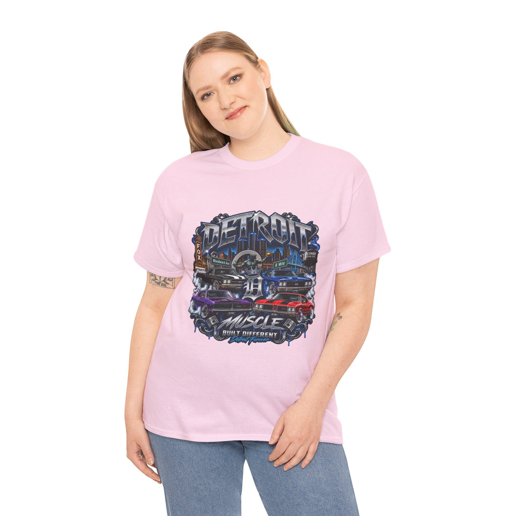 Detroit Muscle Car Tee | Vintage Hot Rod Illustration, Garage Scene